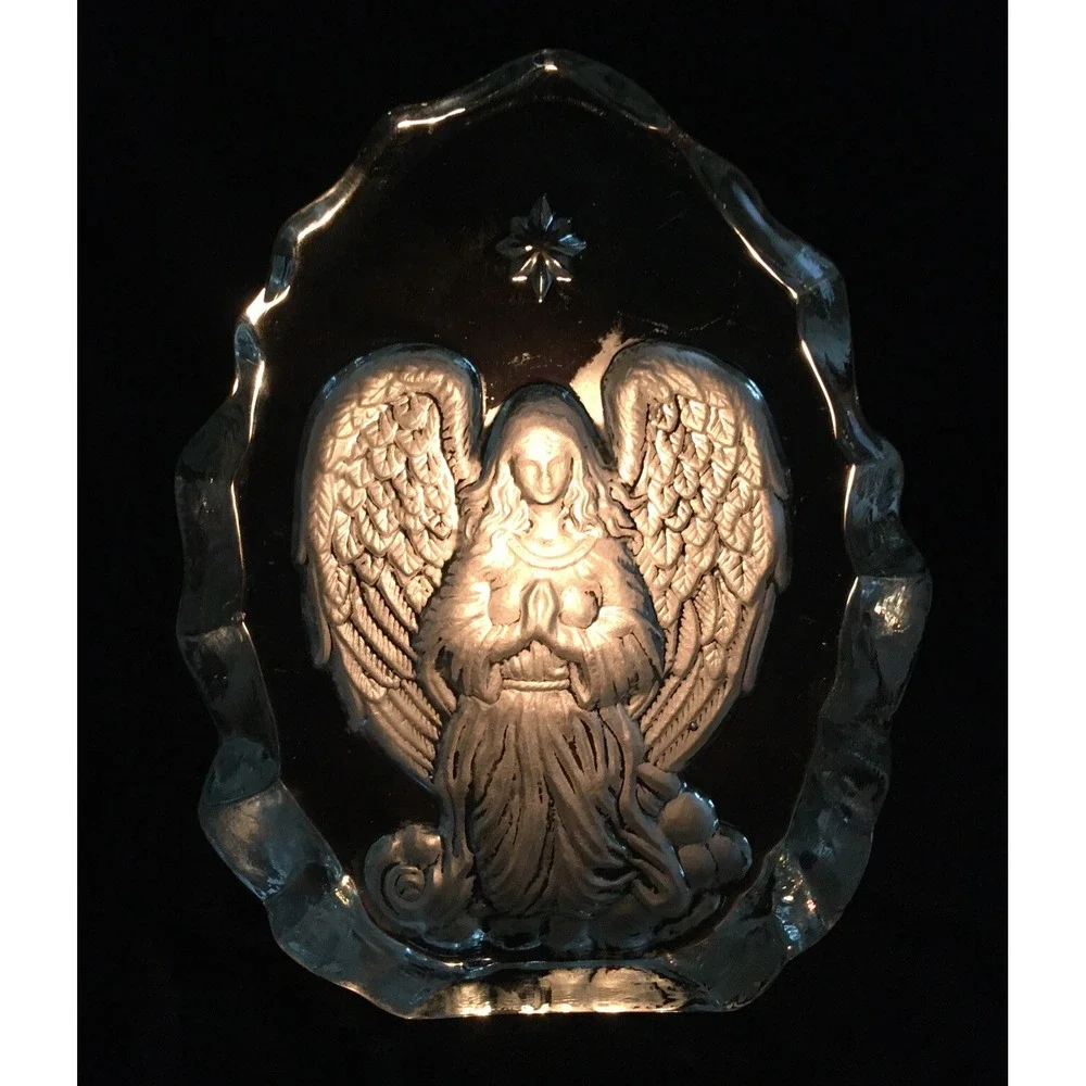Fifth Avenue 3 Dimensional Angel Sculpture Solid Glass Christmas Spiritual Gift